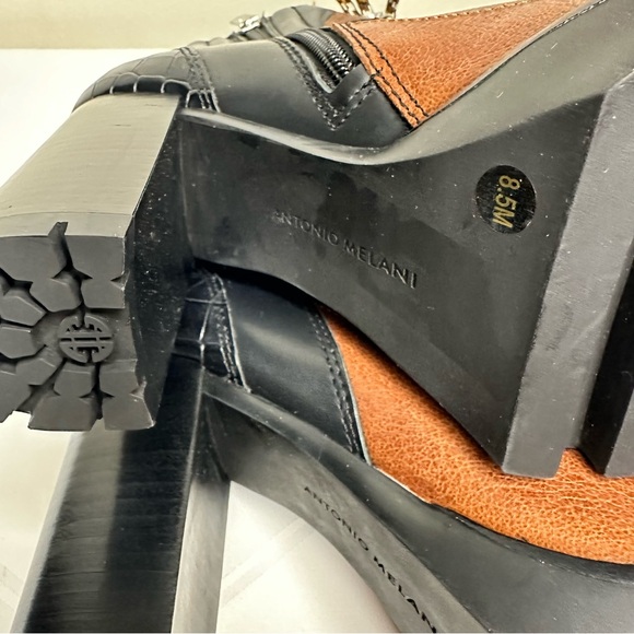 NWOB ANTONIO MELANI Women's Penn Leather and Fabric Lug Sole Boots Size 8.5 M - Picture 6 of 9